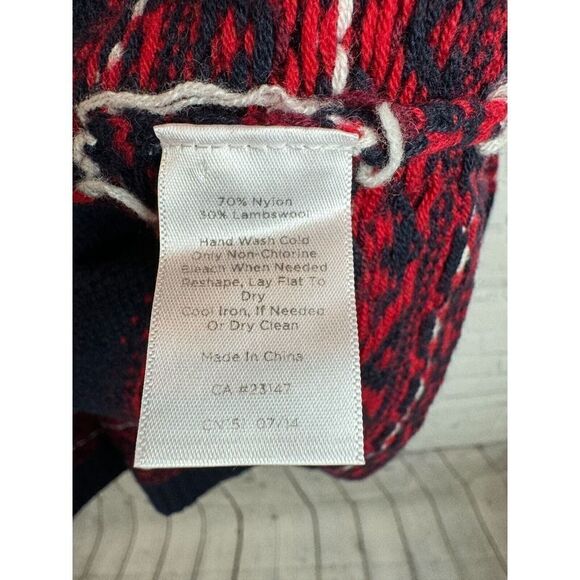TALBOTS PETITES blue red fair isle lambswool blend knit cardigan sweater 1XP - Picture 4 of 5